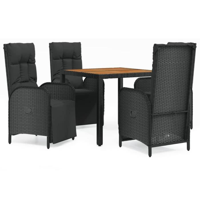 VidaXL Garden Dining Furniture and Cushions 5pcs Black Wicker 3185075