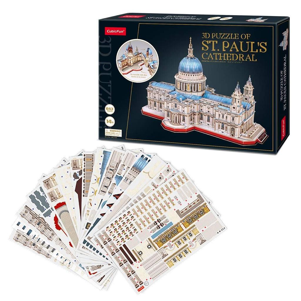 Cubic Fan 3D Puzzle Craft Kit Не требуется клей или инструменты Cathedral MC270h St. Пола