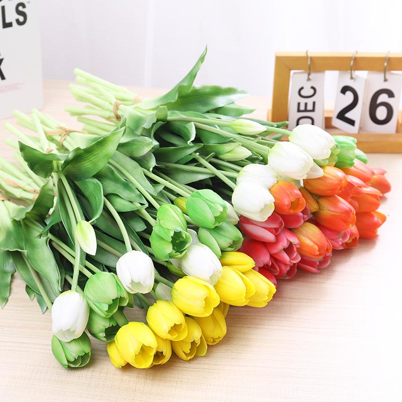 5pcs Artificial Tulips Flowers Real Touch Pink High Quality Luxury Silicone Fake Flower Home Room Wedding Decoration Bride Bouqu