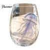 Transparent Octopus Motif Glassware 12oz Water Cup, Embossed Design, Hand Painted Marine Style Unique Gift for Ocean Lovers Drinking Home Bar