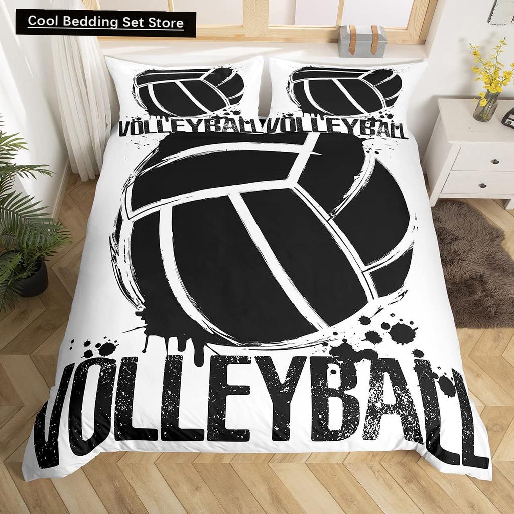 Set Lenjerie de Pat Volei Sporturi King Queen Husă de Plapumă Tematică Minge Foc și Apă Husă de Plapumă Poliester Husă de Pilotă