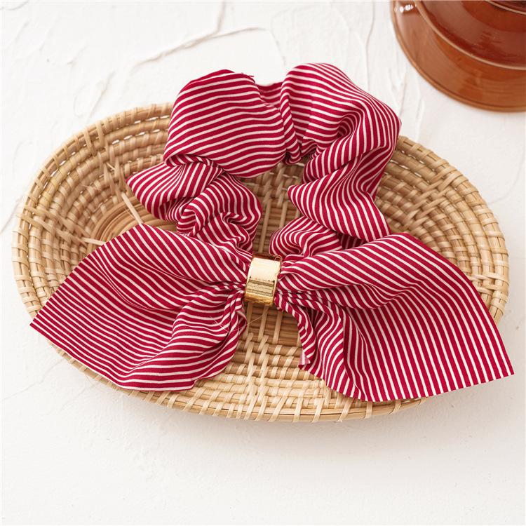 

Vintage Plaid Scrunchies Thick Hair Tie for Women Aesthetic Daily Fashion Hair Accessory Wine red