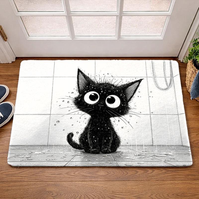 Cute Cat Bathroom Floor Mat Imitation Cashmere Floor Mat Household Bathroom Door Absorbent Foot Mat