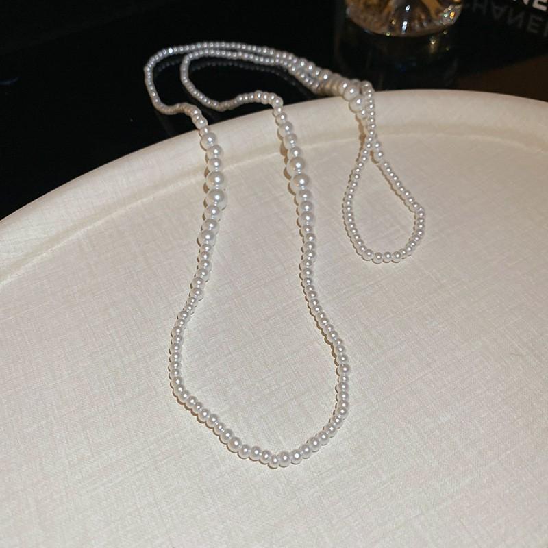 Diamond Water Drop Pearl Beaded Necklace Autumn and Winter French Light Luxury Sweater Chain Fashionable Versatile High-end Jewelry