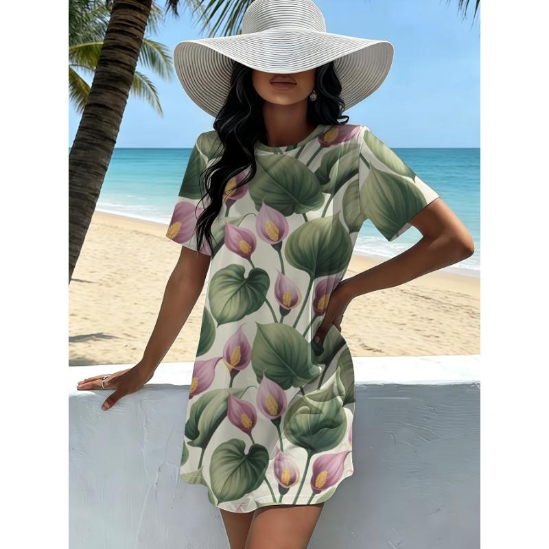 New Women'S Pink Strawberry Print Nightdress, Sweet Exclusive Home Atmosphere Pajamas, Can Be Worn As a T-Shirt Dress