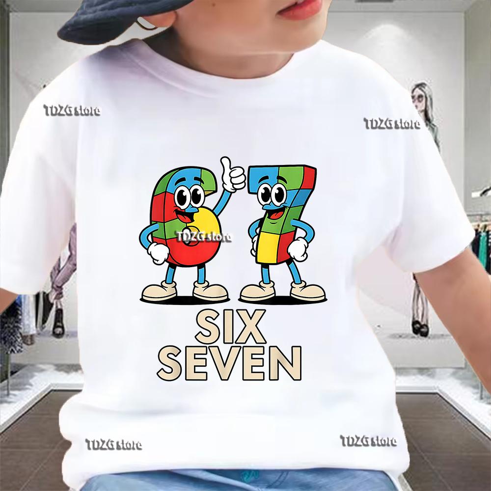 Summer Funny Six Seven 67 Digit 3D Print Children's T-Shirt Casual Boys Short Sleeve Fashion Comfortable Kids Sport Clothes