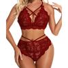 Ladies Strap Lace Crochet Cutout Teddy  Lingerie  Embroidery  Underwear