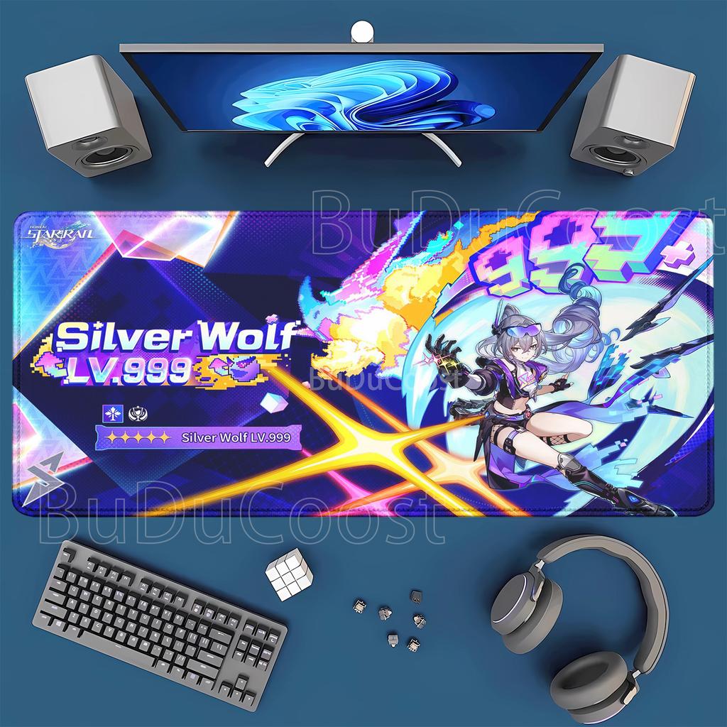 HSR Silver Wolf LV Honkai Star Rail Large XXL Mouse Mat New Nonslip Keyboard Anime Girl Kawaii Mouse Pad PC Gaming Desk Mat