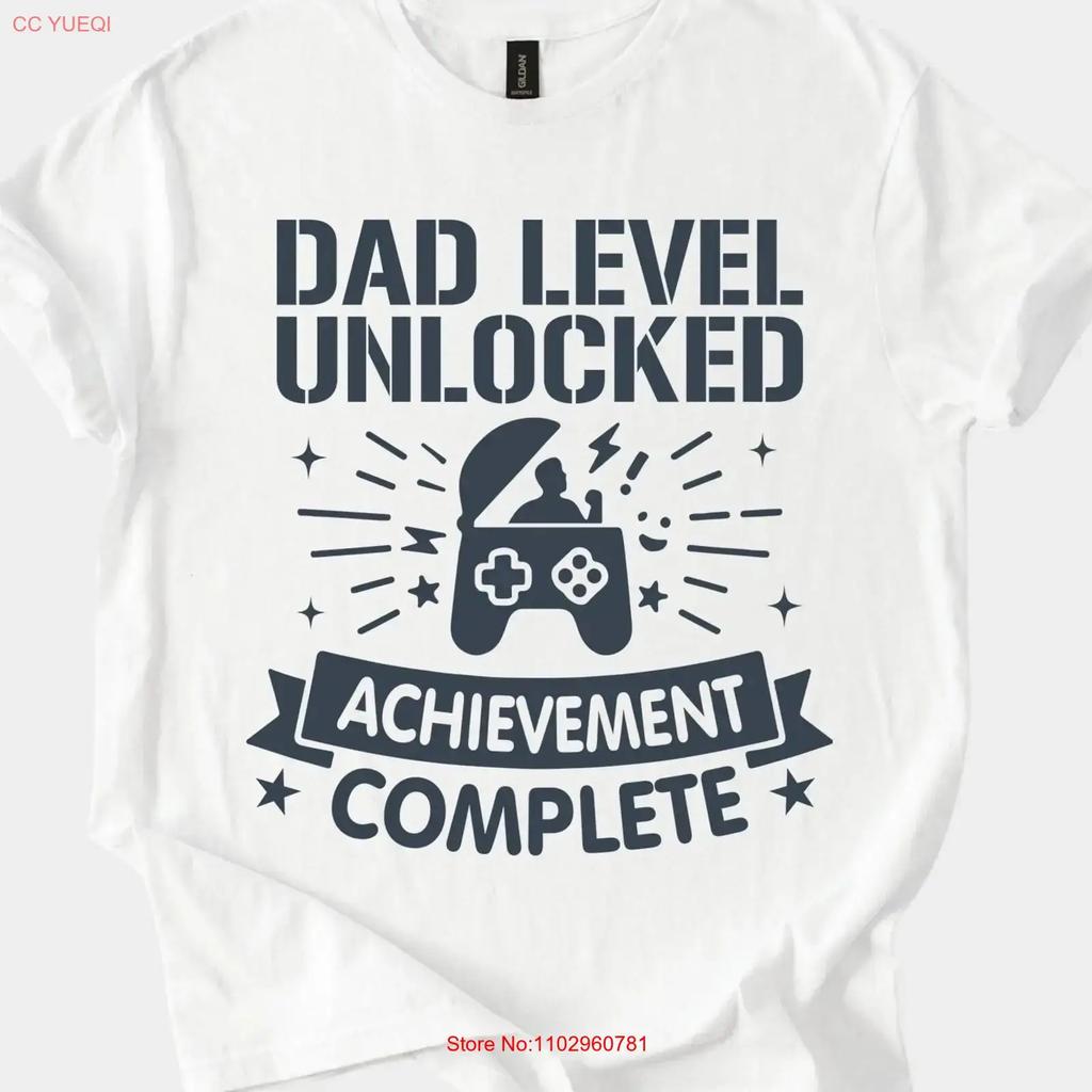 Dad Level Unlocked Gamer T Shirt Achieveunisext Complete Father S Day For Vintage Versatile Stylish Homme Breathable
