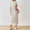 Women's Summer Sexy Knitted Striped V Neck Long Dress