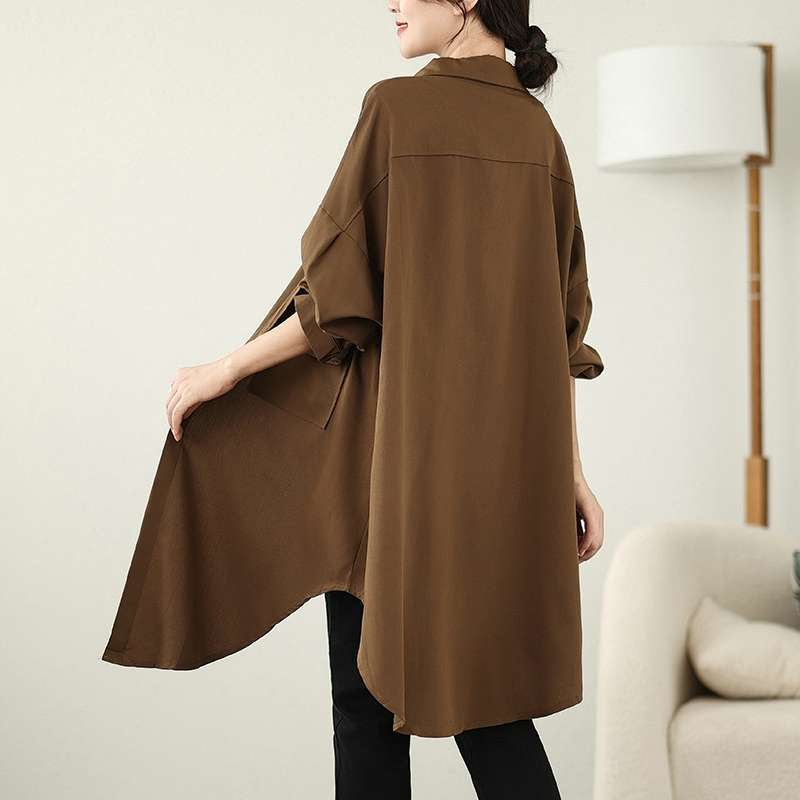 2025 Spring New Loose Plus Size Solid Color Long Coat