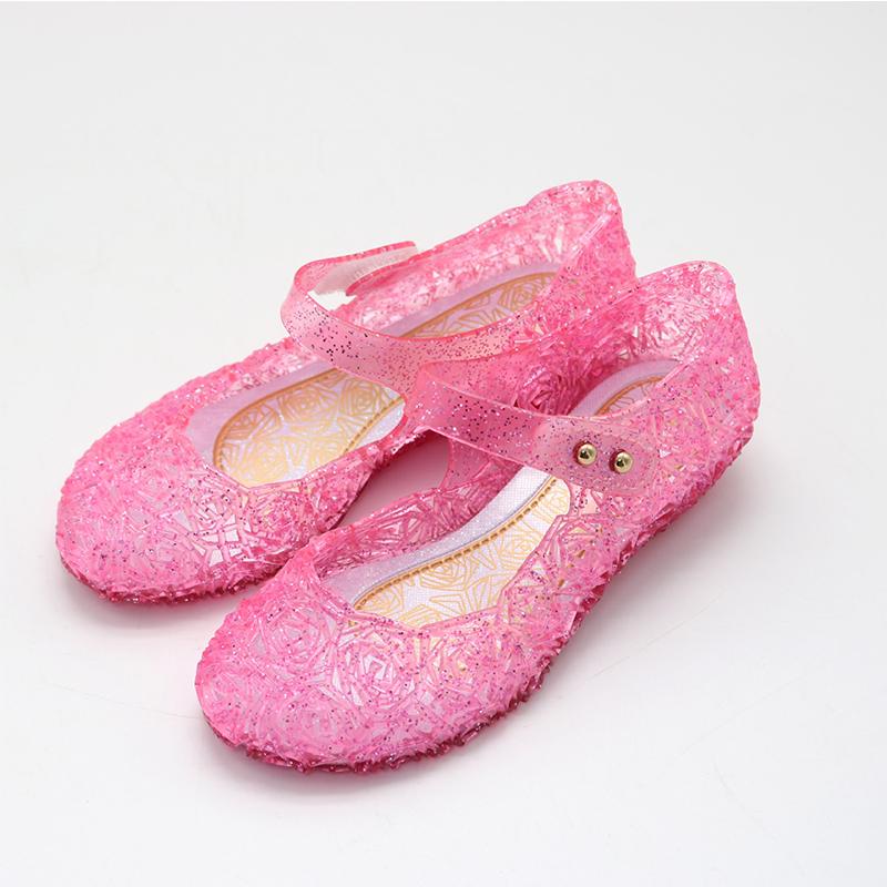Girls Kids Summer Crystal Sandals Princess Jelly High-Heeled Clogs Shoes Princess Cosplay Party Dance Shoes