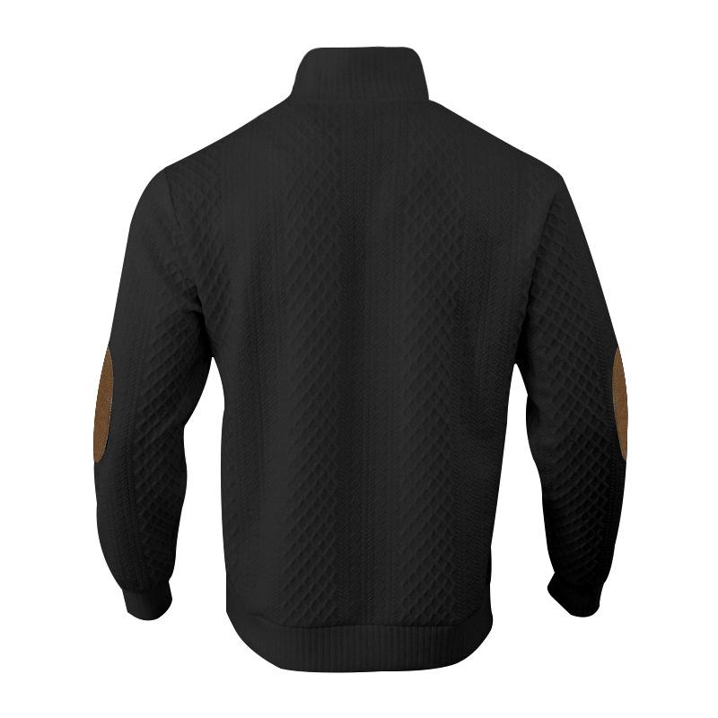 2024 Men's Trendy Slim Fit Jacquard Knit Sweatshirt - Autumn/Winter Stand-up Collar Long Sleeve for Running