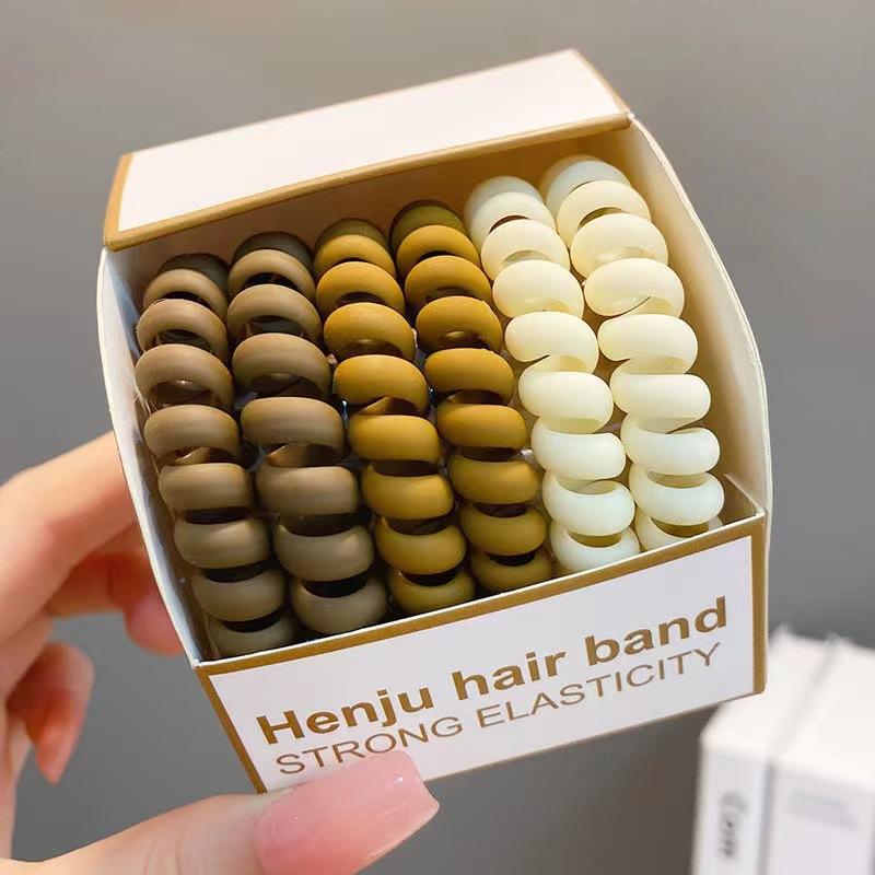 6Pcs/Set Fashion Matt Solid Telephone Wire Elastic Hair Band Frosted Spiral Cord Rubber Band Hair Tie Stretch Head Band Gum