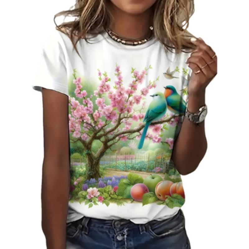 Casual Ladies Short Sleeve Fashion Printed Top Loose T-Shirts Women’s