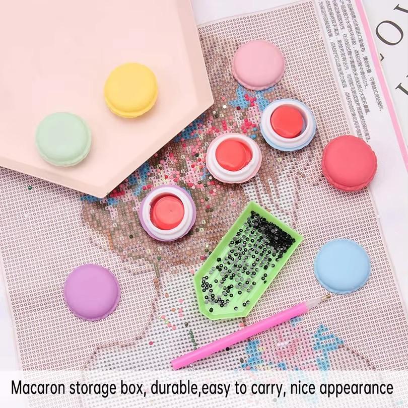 1/6ks Macaron Diamantové malování Lepicí Hliněná Úložná Krabička Vrtací Bláto Výšivka Křížový Steh Úložný Kontejner DIY Nástroje pro Nail Art
