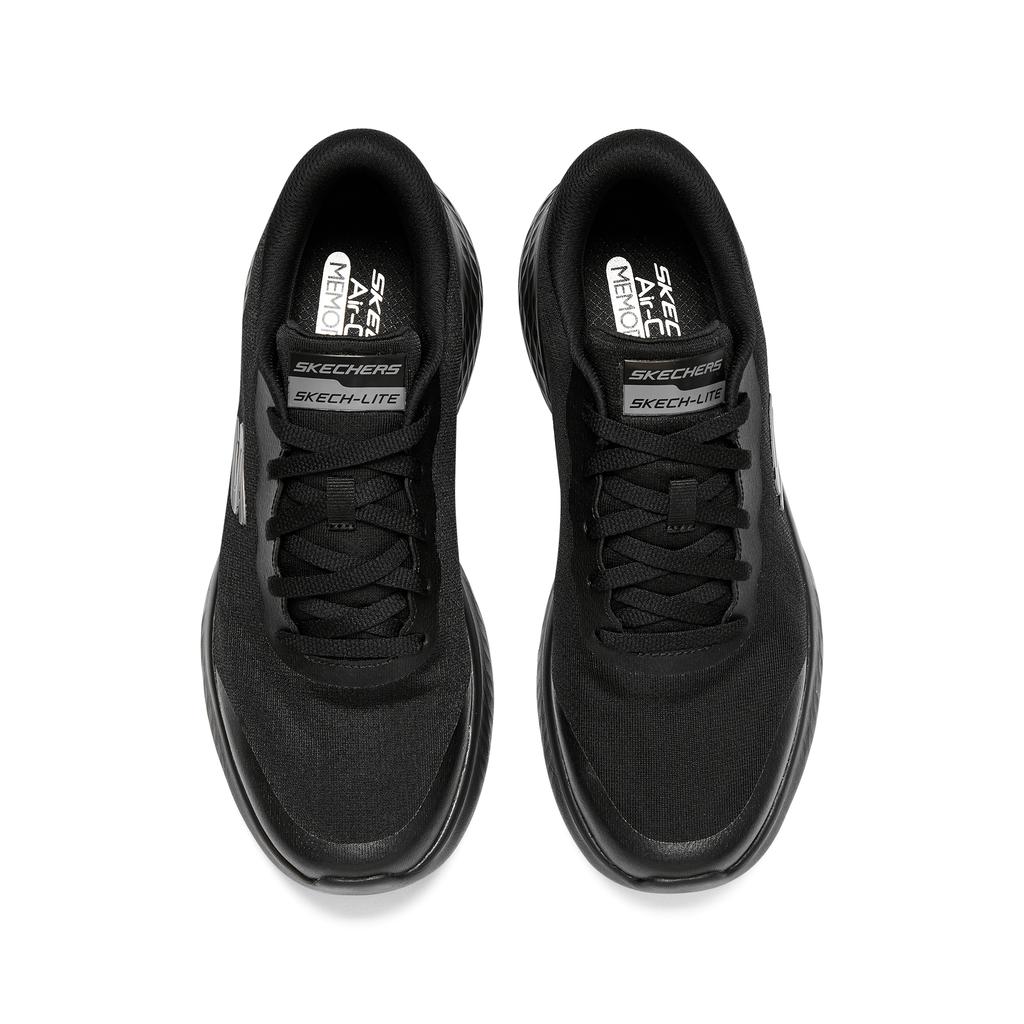 Skechers Skech-Lite Pro Runde Zehenpartie Schnürung Sportliches Gewebe Dämpfung Niedrig geschnitten Laufschuhe Herren Sneaker Schwarz 894220-BBK