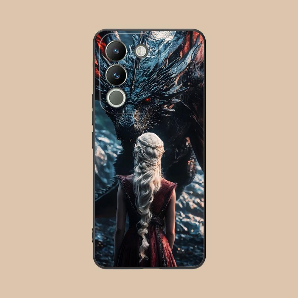Dragon Queen Matte TPU Mobile Phone Case for VIVO Y77 76 75 74 73 72 58 56 55 51 50 38 36 Y19 Y18 Y03 Y01 5G Colorful Cover