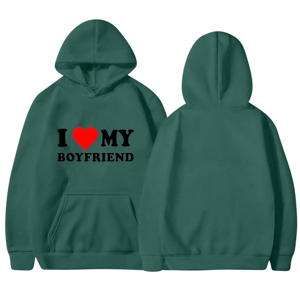 I LOVE MY GIRLFRIEND I Love My Boyfriend Love Casual Loose Pullover Hooded Sweater