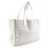 CHANEL Tote MM Tote Bag A15991 New travel line Silver Nylon canvas Women Used