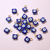 20pcs 9x7mm Enamel Evil Eyes Flower Charms Pendant Small Stainless Steel DIY Jewelry Making Accessories Findings