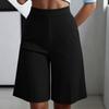 Women's High Waist Elastic Waistband Wide Leg Casual Shorts with Pockets Loose Fit Comfortable Summer Bottoms
