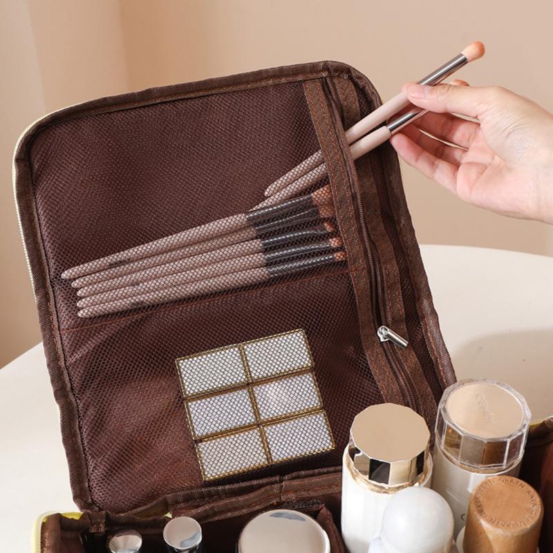 Cute House Shaped Cosmetic Bag Stain Resistant Foldable Space-Saving Makeup Organizer for Travel Home Storage