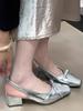French Evening Breeze Gentle Bow Square Head Bag Head Sandals Women's Summer Outer Wear Empty Short Heel Thick Heel