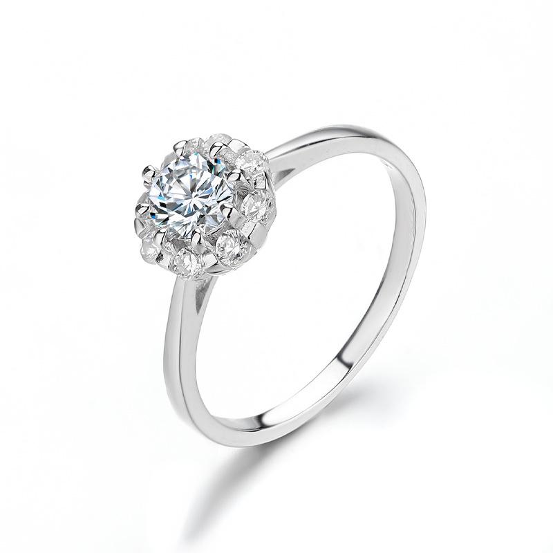 

Кольцо-кекс из стерлингового серебра S925 с женским цветком-осьминогом и бриллиантами на прямую руку, роскошное предложение, небольшое кольцо с цветком маргаритки No. 9