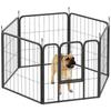 Six-Panel Dog Playpen with Door, for Small Dogs, Indoors, Outdoors, 60cm Tall, Black