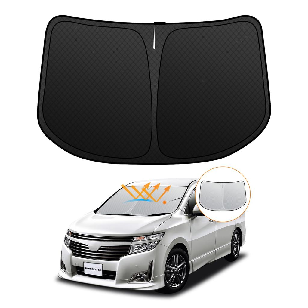 Nissan Elgrand 52 Series Windshield UV No Suction Cups Light Summer UV Easy Installation and Includes Storage Bag [Enhanced Edition] (3rd Generation)