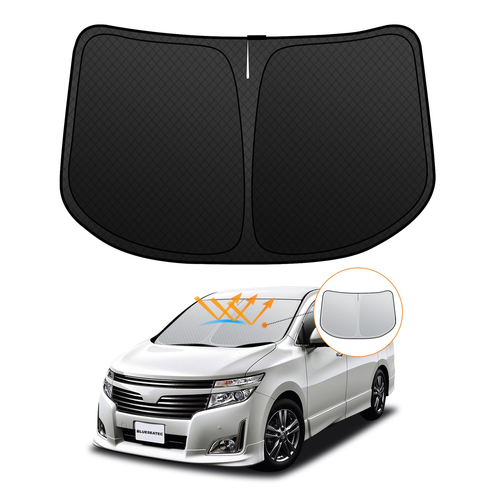 

Nissan Elgrand 52 Series Windshield UV No Suction Cups Light Summer UV Easy Installation and Includes Storage Bag [Enhanced Edition] (3rd Generation) чёрный