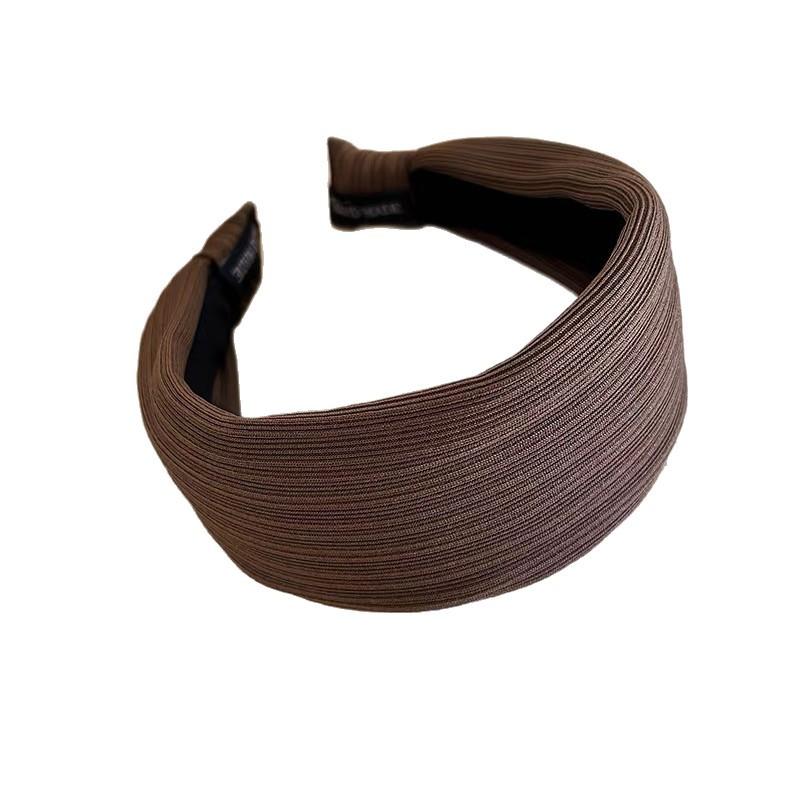 Autumn and Winter Coffee-colored Wide-brimmed Hair Hoops for Women, New High-ceiling Headbands, High-end, Foreign-style, Fashionable Hairpin Headwear