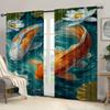 2pcs   African wild animal curtains. 29.53in×65.35in   41.34in×90.55in   51.18in×82.68in Green pond_ lotus goldfish pattern   100% P
