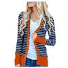 Moda damska Casualowe paski z długimi rękawami Cardigan Jacket Tops