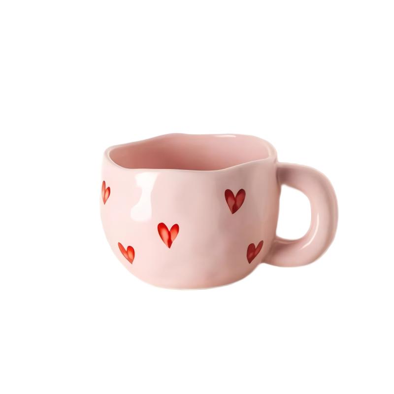 Creative love mug high value ceramic water cup household couple cup 301-400ml розовый