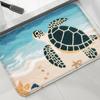 Kawaii Sea Turtle Bath Mat, Soft Flannel Non-Slip Floor Mat for Bathroom Shower, Ocean Decor Carpet Home Decoration