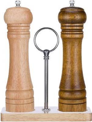 Eine blaue Mehrzweckmühle, 14,5 cm/22 cm, zwei Farben, einstellbarer Mahlgrad, natürliche Eiche mit Keramikmahlwerk, Gewürzbehälter, professionell gestaltet