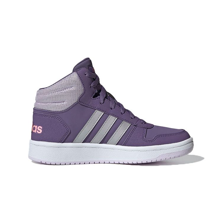 Adidas Neo Hoops 2.0 Mid Breathable Retro Basketball Shoes Kids Sneakers Purple EH0170