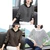 Mid Autumn Season Striped Hoodie T Shirt For Women With Patching And Loose Fit