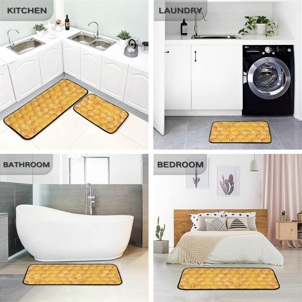 Kitchen Floor Mat Sunflower Honey Wood Grain Laundry Room Washable Mat HOME Decor Hallway Nonslip Rug Bedside Rug Doormat Gift