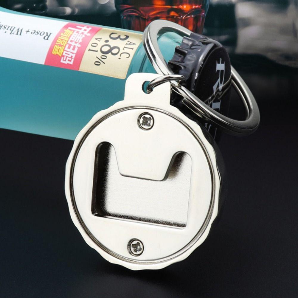 Cap Cover Bottle Opener Beer Opener with Key Chain Kitchen Bar Party Supplies Beer Bottle Cap Shape