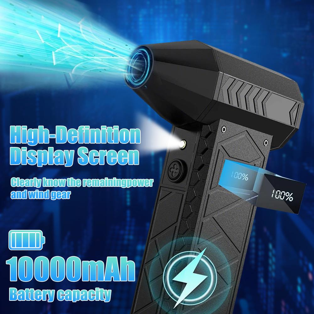 Compressed Air Duster 10000mAh 180000RPM Electric Air Duster with Display Screen Light 4 Gear Adjustable Cordless Turbo Blower