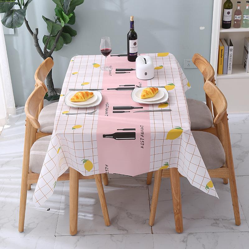 Home Tablecloth, Anti-scalding, Waterproof, Oil-proof, No-wash PVC Plaid Coffee Table Table Mat, Dormitory Tablecloth