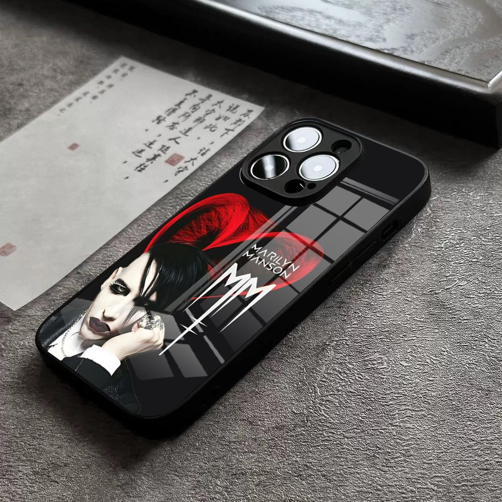 Marilyn Manson Phone Case For iPhone 18 16 Pro Max 15 Plus 14 Pro 12 11 13 Mini X XR XS Max 8 7 Plus SE Glass Cover