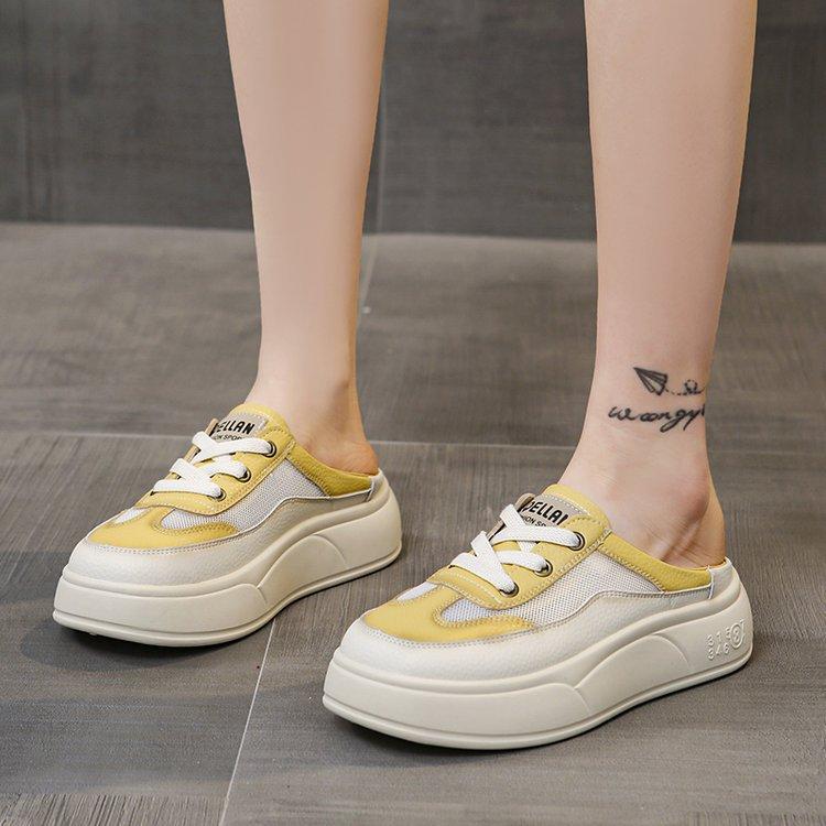 Super Soft Sheepskin Women's Shoes Platform Bag Head Half Slippers Women's 2025 New Summer Wear Casual Sandals Single Shoes