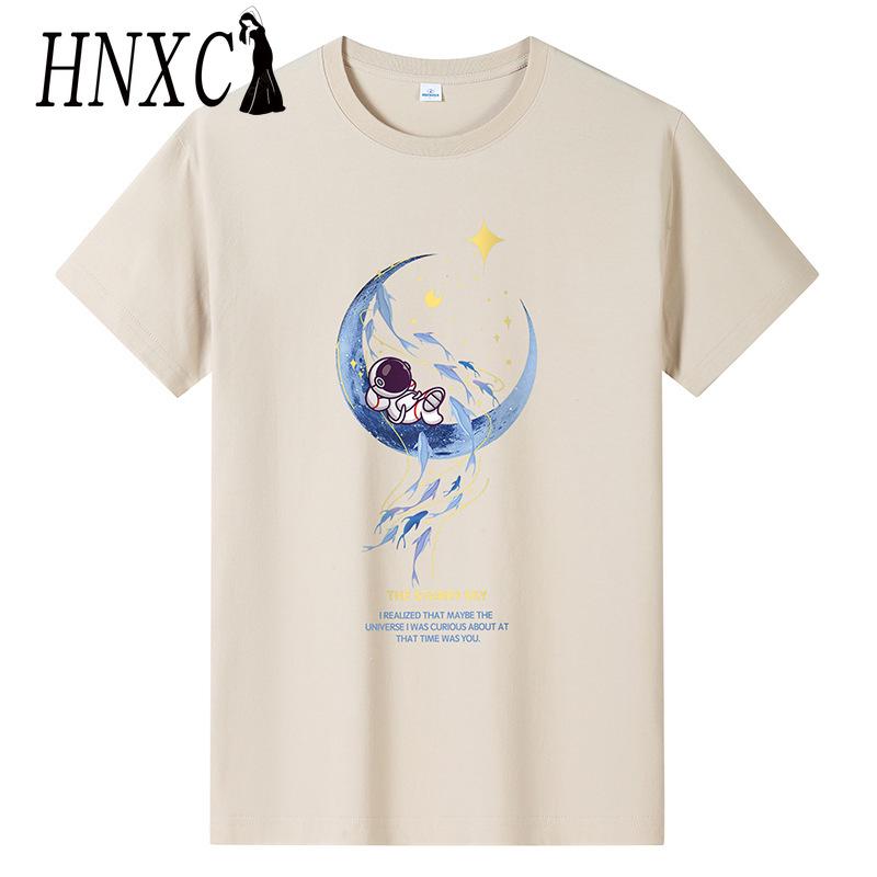 HNXC Bavlněné tričko s krátkým rukávem Pánská móda Košile s volným polovičním rukávem Košile s potiskem