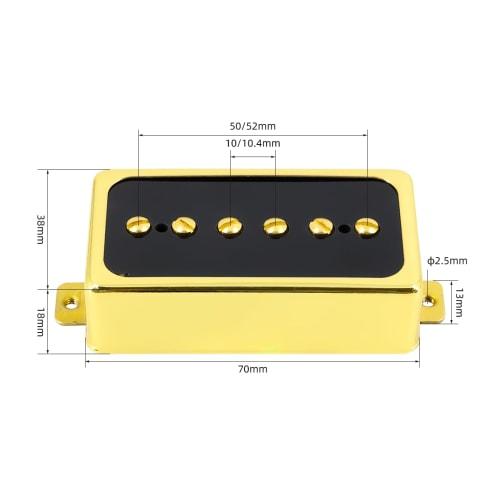 P90 Pickup Set, Alnico V Single-Coil Bridge & Neck Pickups for Les Paul P90-Style Humbucker-Size Electric Guitar (Black Gold)