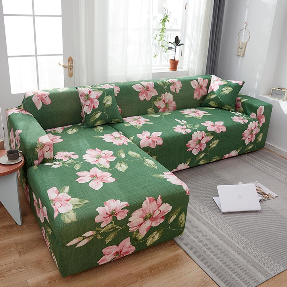 Leaves Elastic Corner Adjustable Sofa Cover 2 3 4 Seater Chaise Longue Sofa Decorative L Shape Protection Cover