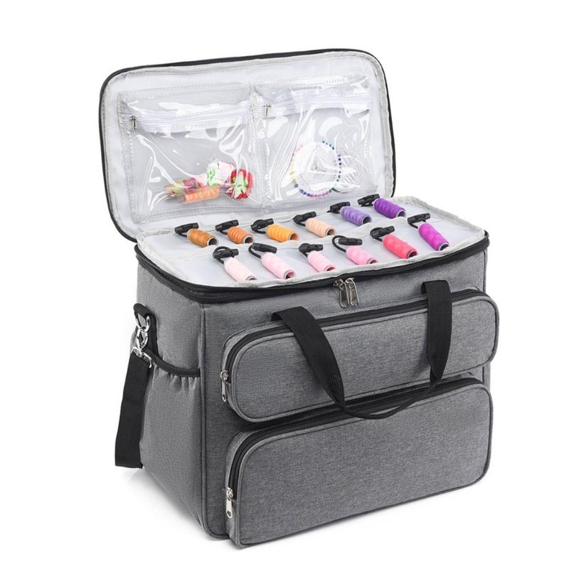 Practical Oxfords Fabric Sewing Accessories Case with Shoulder Strap Foldable Design For Handmade Craft Storage